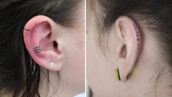 Trendy helix tattoo design on display.