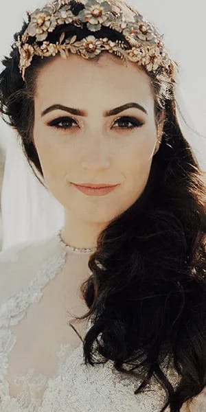 Messy braid with jeweled veil