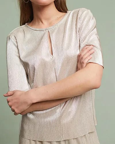 Pleated Metallic Top
