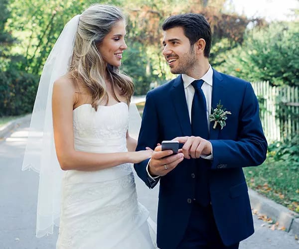 Letting Guests Take Photos Couple with iPhone