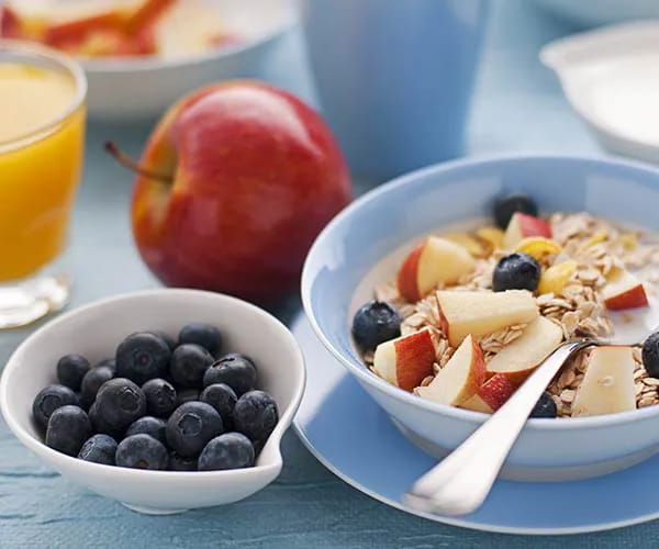 healthy yogurt breakfast and fruit