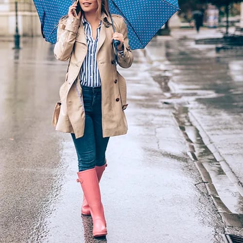 "Cute rain boots styled for spring"
