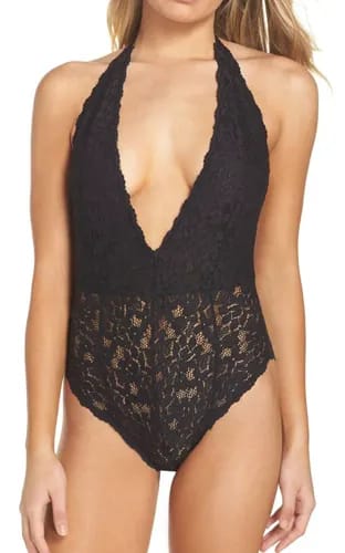"Model in Ballet Body Short Sleeve Thong Bodysuit"