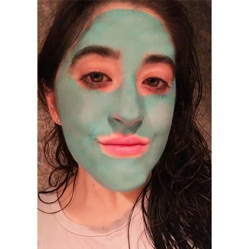 trying on olehenriksen blue mask