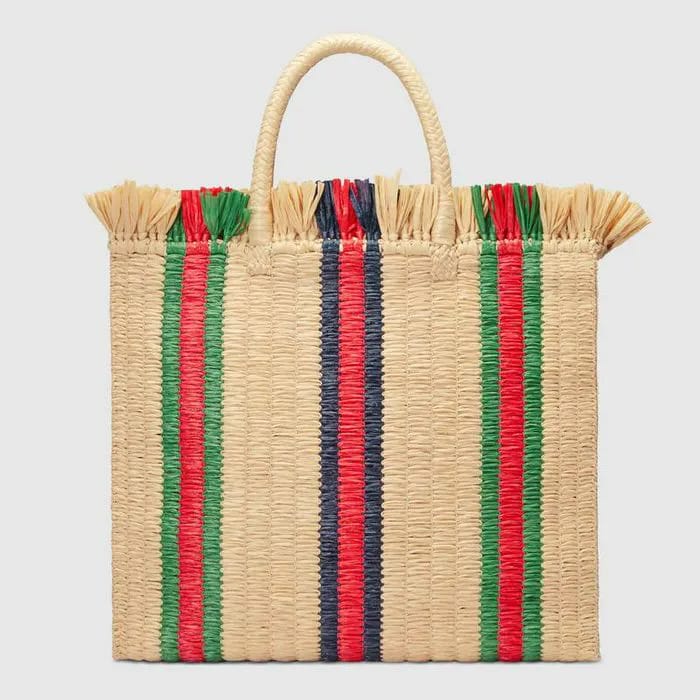 gucci straw large top handle tote