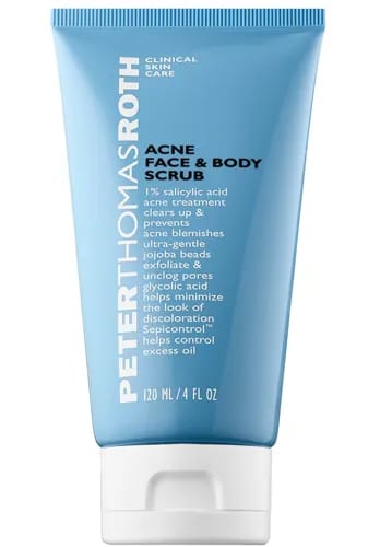 Acne face and body scrub for effective blemish control.