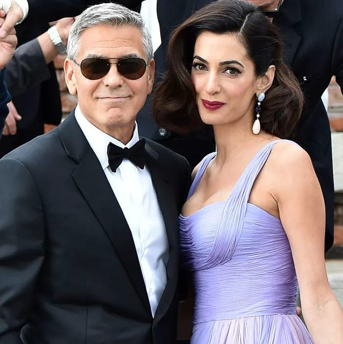 Amal Clooney showcasing her leggy look on date night.