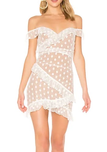 Majorelle mesh off-the-shoulder dress