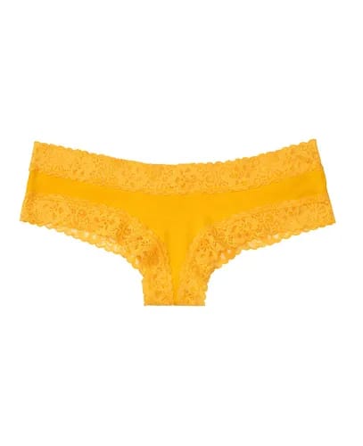 Stretch cotton lace waist cheeky panty for flirty style