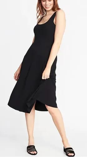 "Sleeveless Fit Flare Jersey Midi Dress for Women available at Old Navy"