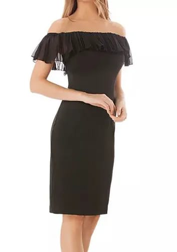 Carmen Marc Valvo infusion off-the-shoulder crepe dress
