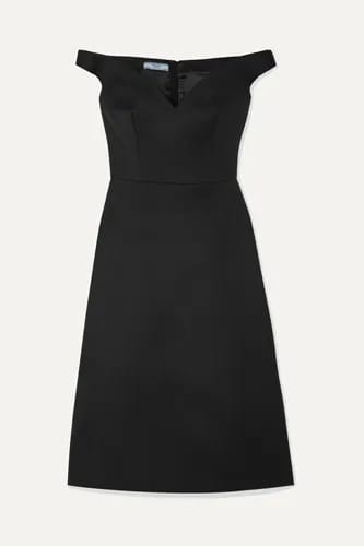 Off-the-shoulder wool dress by Prada