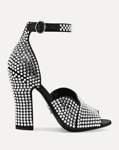Swarovski crystal embellished leather sandals by Prada