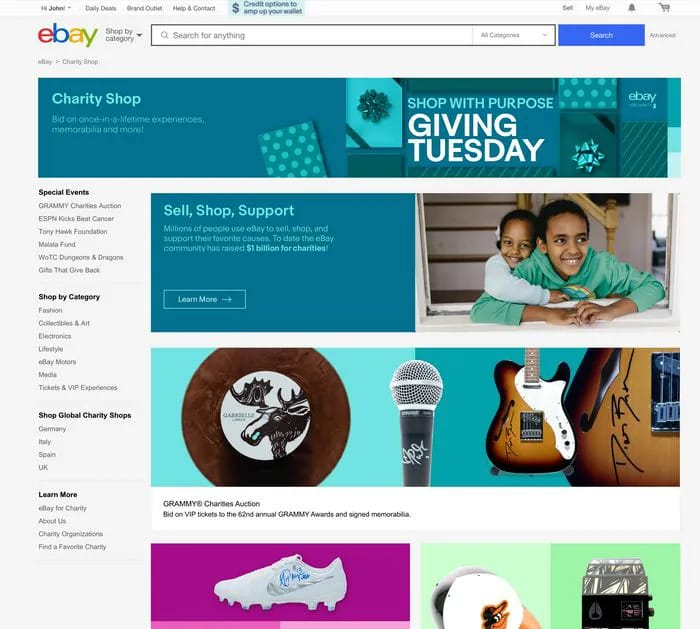 "Giving Tuesday Charity Shop promotional image"