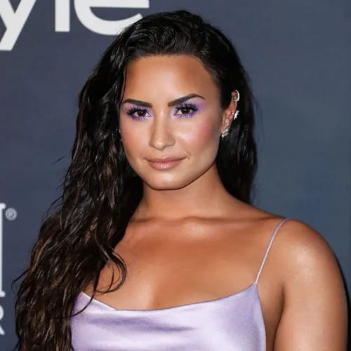 Demi Lovato showcasing a stylish look in a top photo.