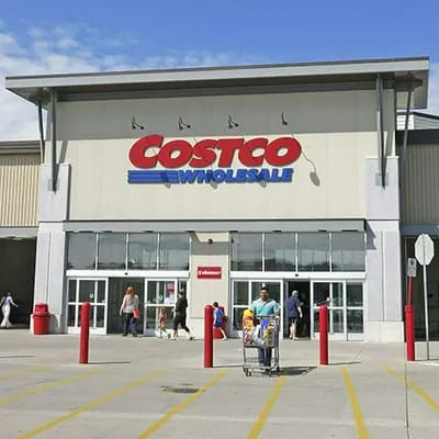Costco store interior showcasing popular food items