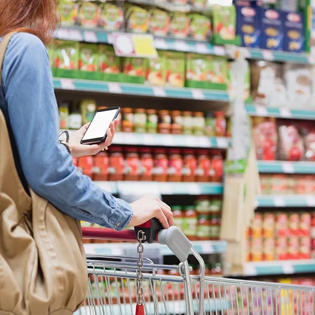 Aisle filled with various grocery items for sale