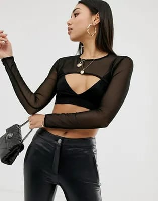 Crop Mesh Top