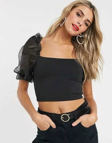 Bandeau With Organza Sleeves