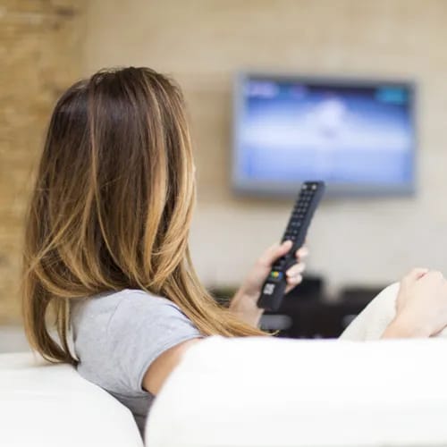 woman watching tv