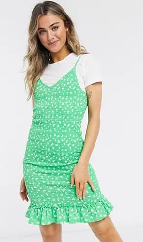 Shirring Mini Dress
