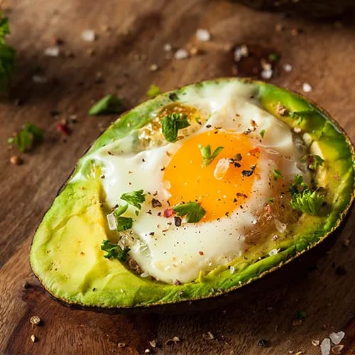baked egg in avocado