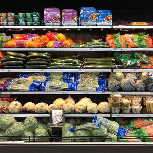 produce aisle at grocery store