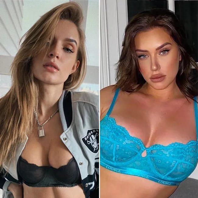 Josephine Skriver wearing a completely sheer top