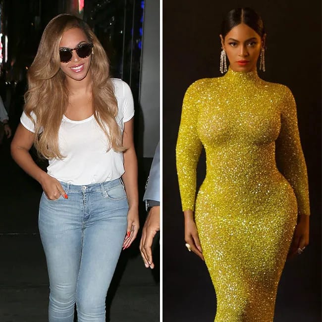 "Before photo of Beyoncé showcasing her earlier look"