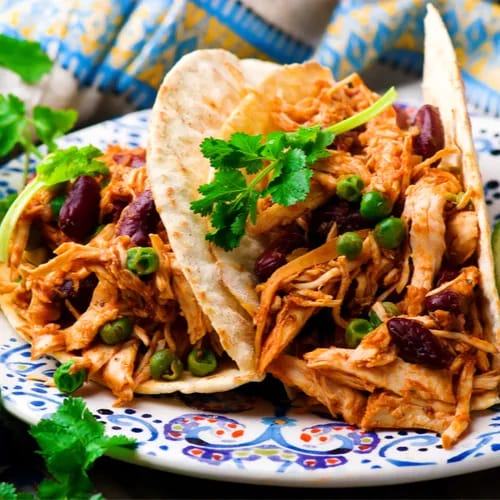 spicy shredded chicken tacos