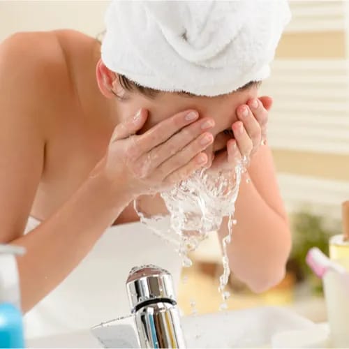 "Close-up of skincare products on a marble surface"