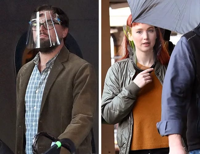 Jennifer Lawrence Leonardo DiCaprio filming Don't Look Up