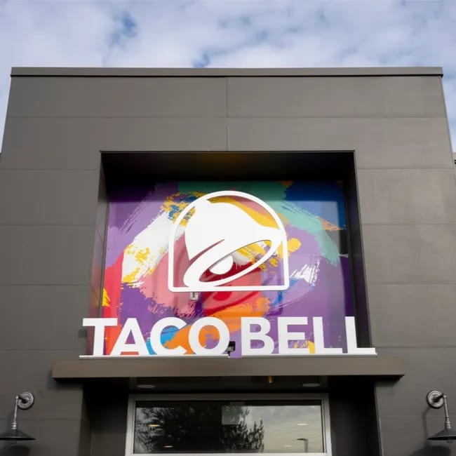 "Taco Bell sign with logo"