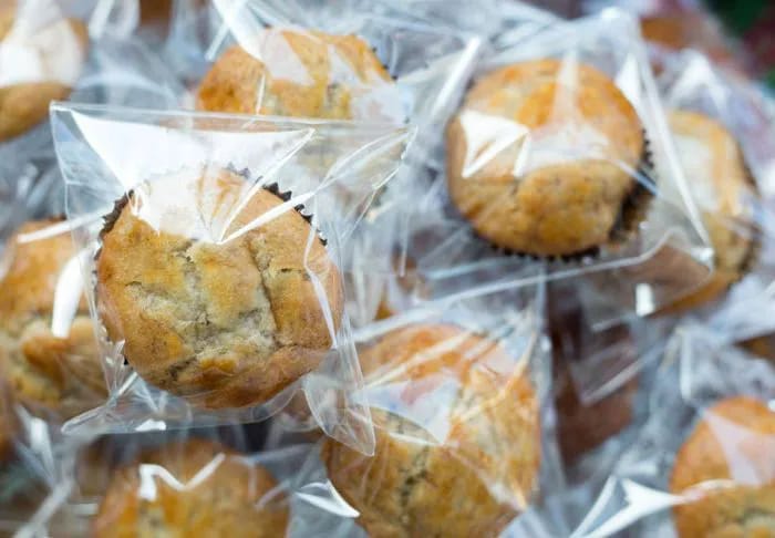 Packaged muffins.