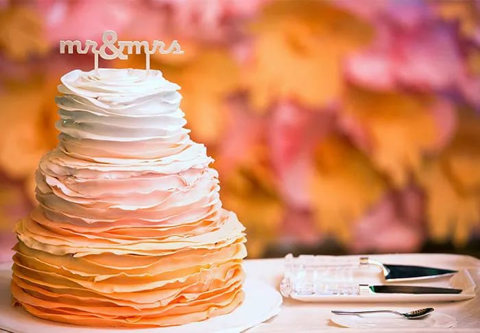 Textured Wedding Cakes Textured and colorful wedding cake