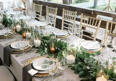 Greenery Table with greenery in the middle