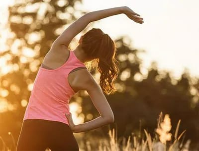 Woman stretching.