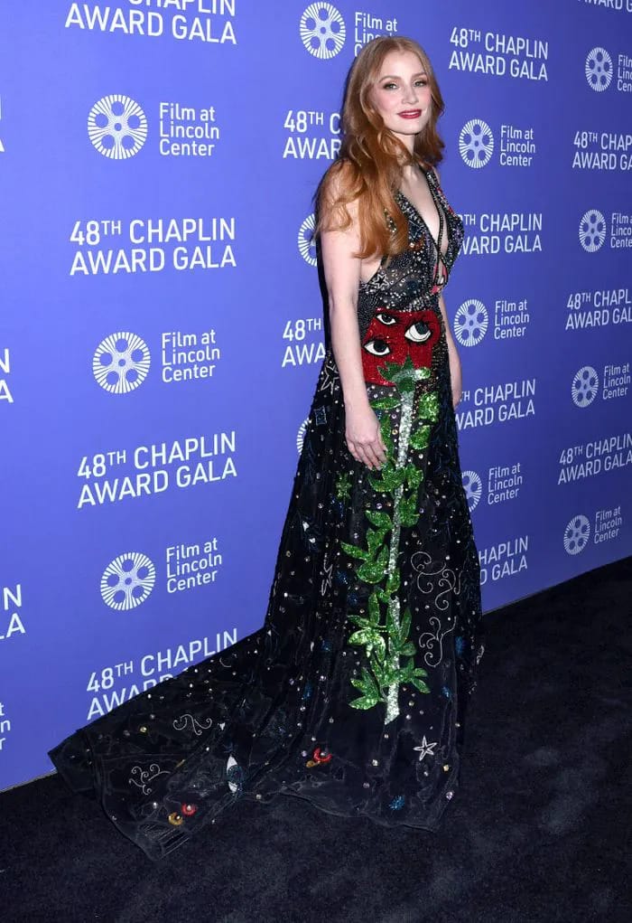 Side view of Jessica Chastain's Zuhair Murad dress