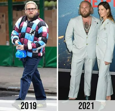 Jonah Hill in 2019 vs in 2021