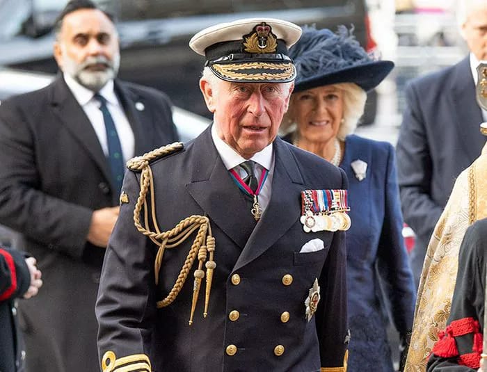 King Charles attending a service of Thanksgiving in military regalia