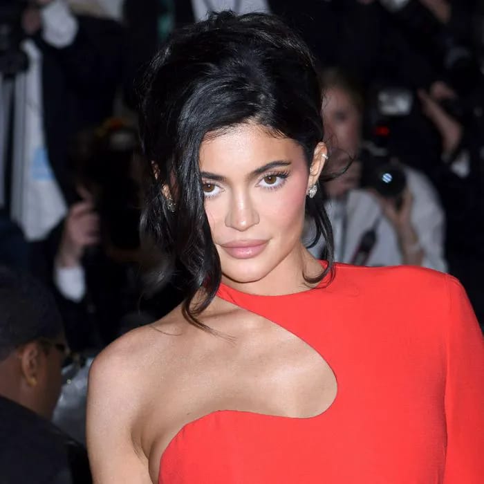 "Kylie Jenner at the Met Gala 2023 in a sheer dress"