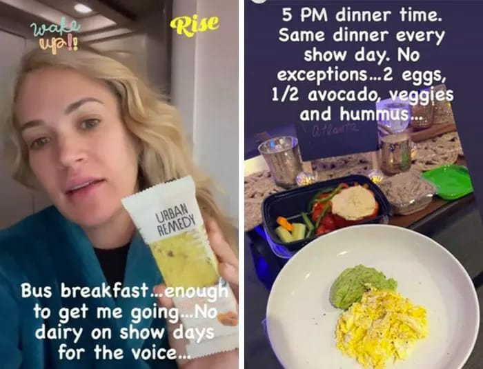 Carrie Underwood diet Instagram story
