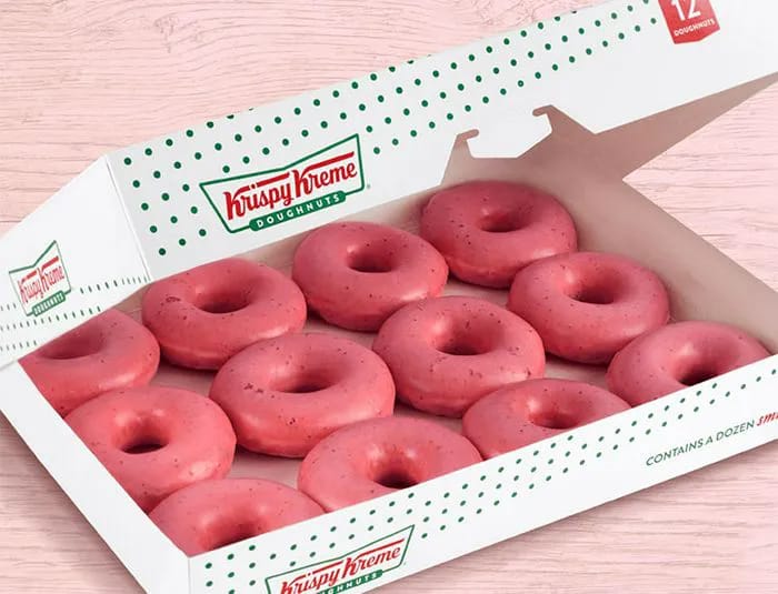 krispy kreme dozen strawberry glazed donuts
