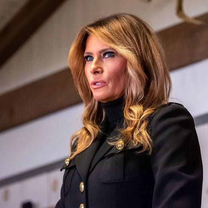 Melania Trump speaking to supporters at a MAGA rally