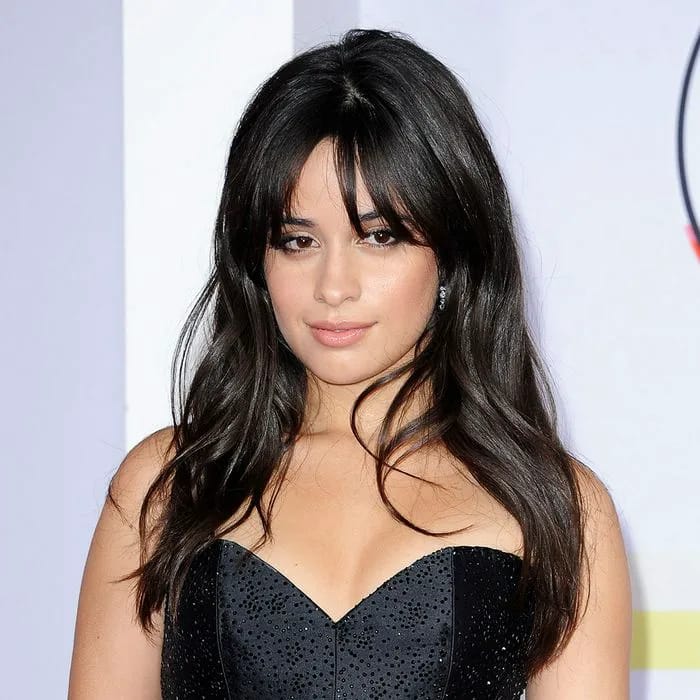 camila cabello long layers curtain bangs wispy