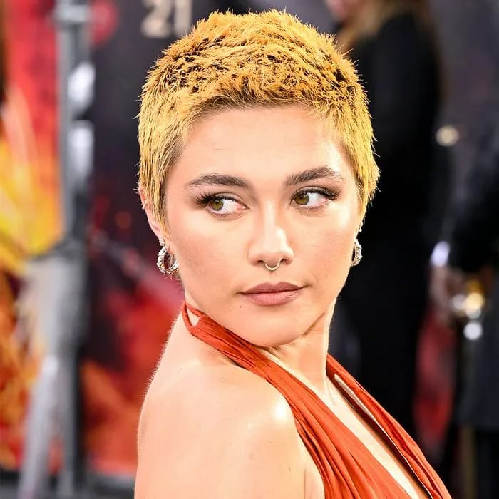 florence pugh punky pixie cut outgrown buzzcut red carpet