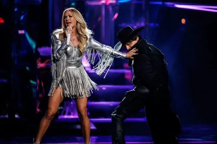 Carrie Underwood Reflection Las Vegas Residency metallic fringe dress