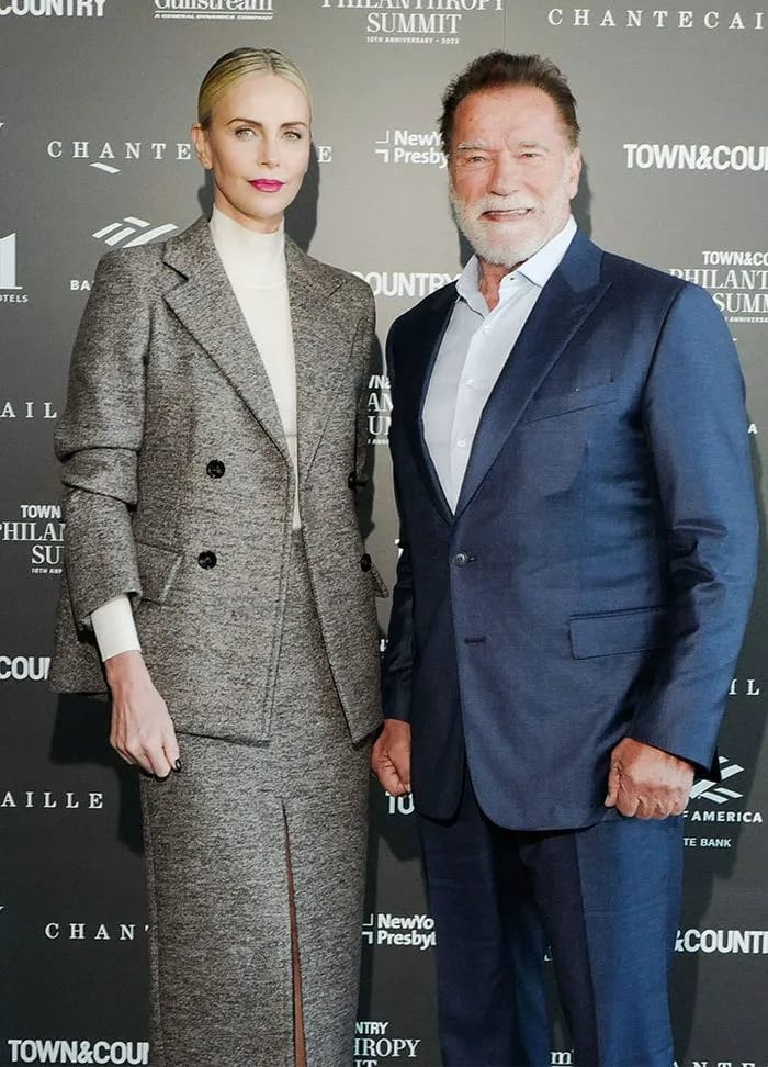 Charlize Theron Arnold Schwarzenegger Town and Country Philanthropy Summit Hearst Tower NYC