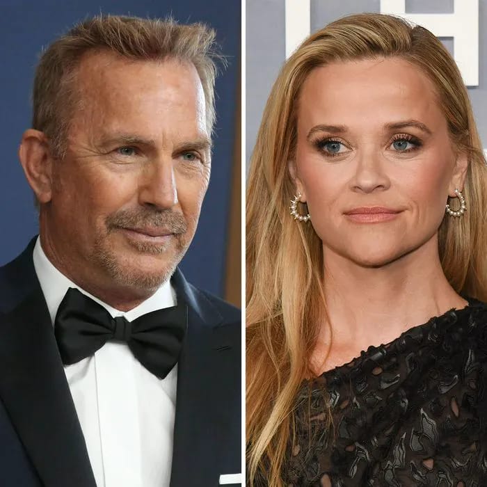 Reese Witherspoon and Kevin Costner posing for a photo.