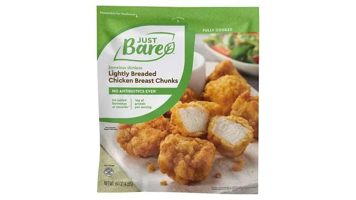 just bare lightly breaded breast chunks